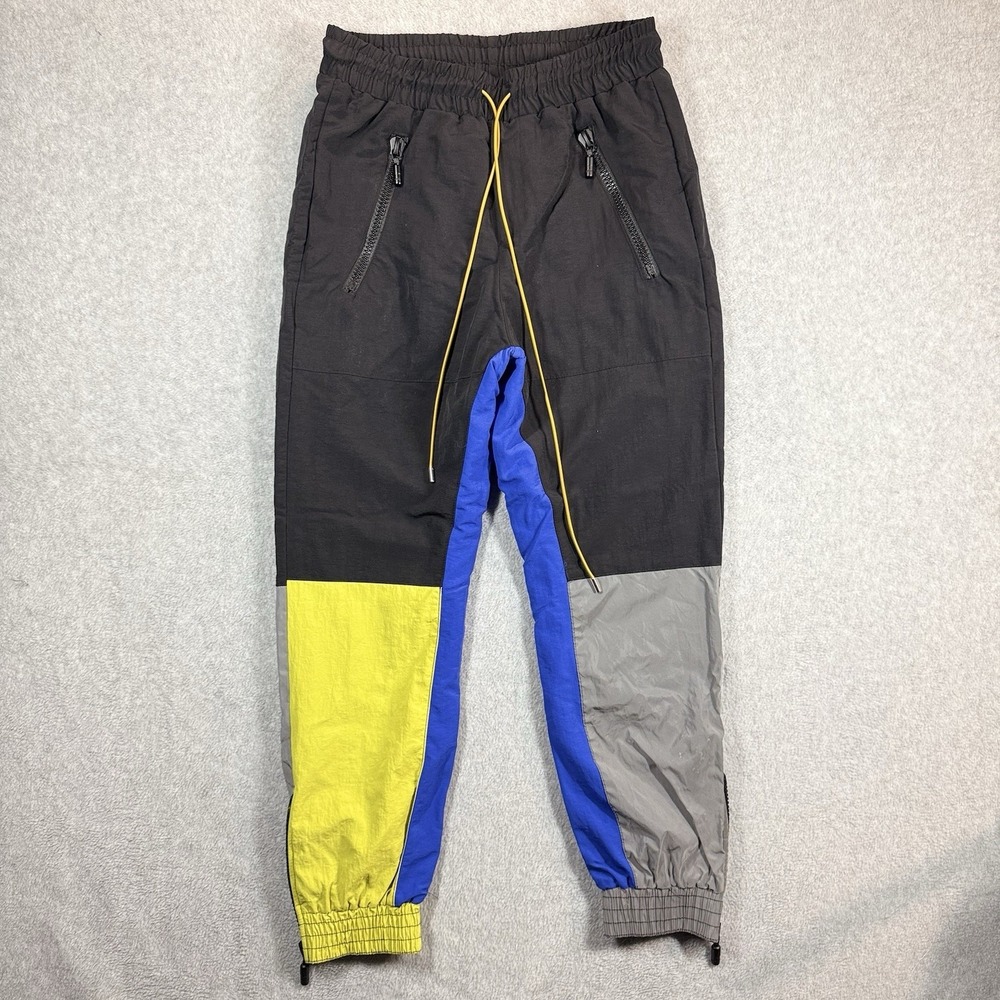 Rhude Track Pants Mens Medium Lined Colorblock Nylon Panel Zip Joggers USA $675